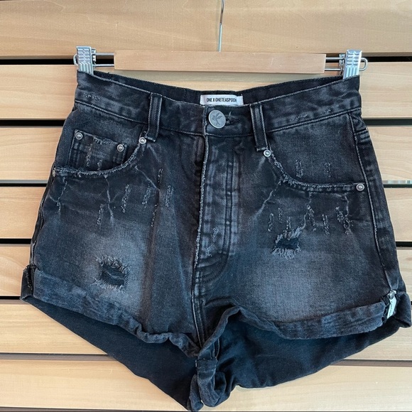 One Teaspoon High Waist Bandits Distressed Black - Picture 4 of 8